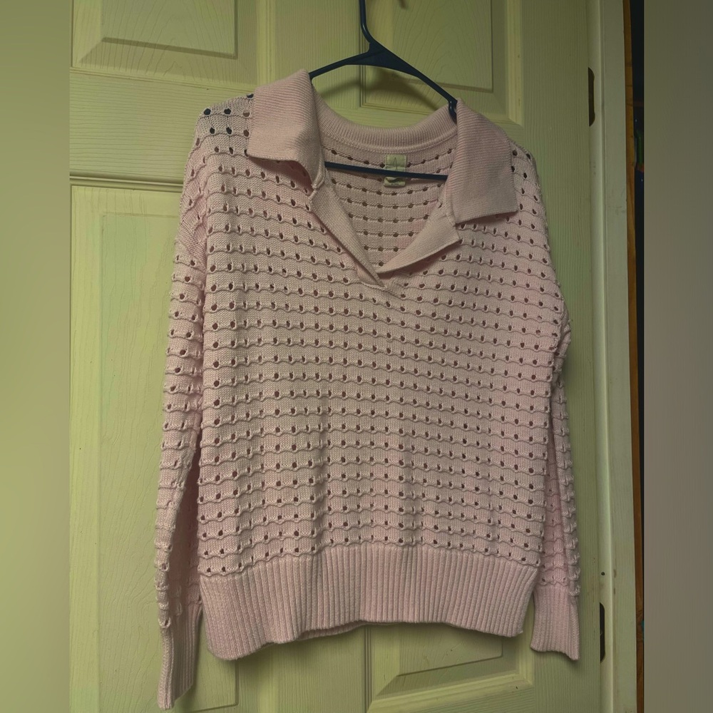 Joie Baby Pink Holey Collared Sweater